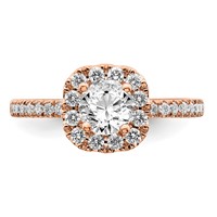 14K Rose Gold 1 Carat Lab Grown Diamond VS SI+ G+ Complete Round Halo Engagement Ring view 5
