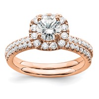 14K Rose Gold 1 Carat Lab Grown Diamond VS SI+ G+ Complete Round Halo Engagement Ring view 4