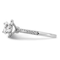 14K White Gold 1 Carat Lab Grown Diamond VS SI+ G+ Complete Round Halo Engagement Ring view 3