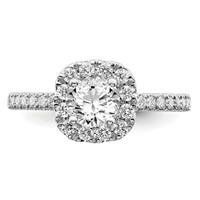 14K White Gold 1 Carat Lab Grown Diamond VS SI+ G+ Complete Round Halo Engagement Ring view 5