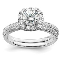 14K White Gold 1 Carat Lab Grown Diamond VS SI+ G+ Complete Round Halo Engagement Ring view 4
