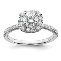 14K White Gold 1 Carat Lab Grown Diamond VS SI+ G+ Complete Round Halo Engagement Ring view 1
