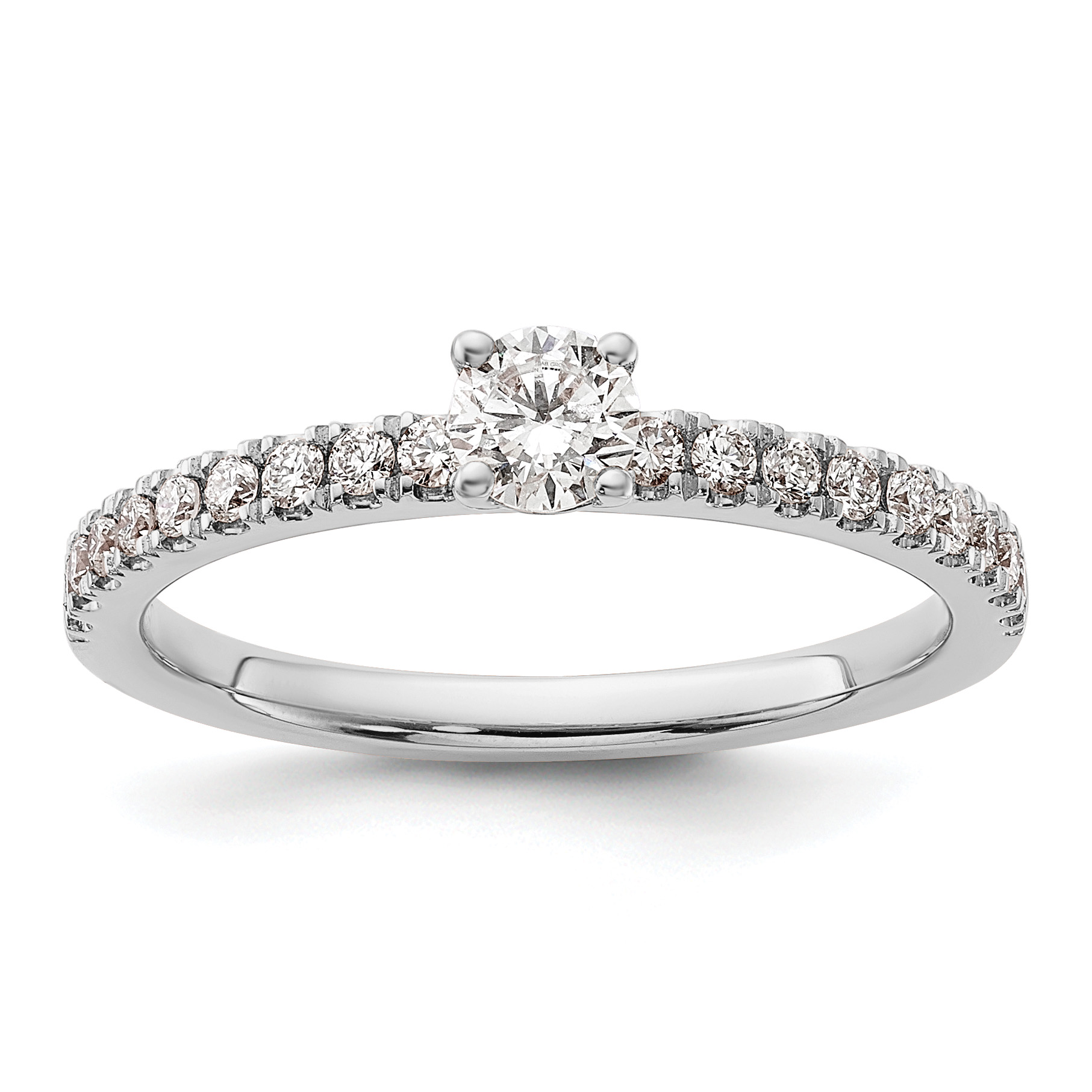 14k White Gold 1/2 carat Lab Grown Diamond VS/SI+ G+ Complete Round Size 7 Engagement Ring (RM6634E-025-7CWLG)
