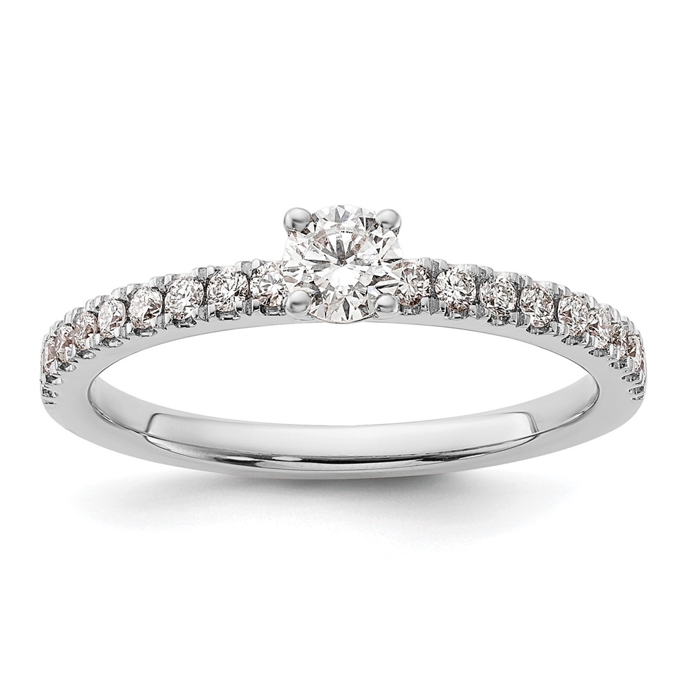 14k White Gold 1/2 carat Lab Grown Diamond VS/SI+ G+ Complete Round Size 7 Engagement Ring (RM6634E-025-7CWLG)