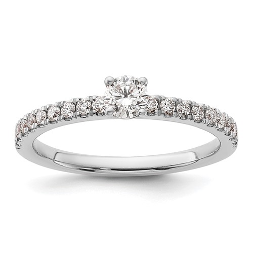 14K White Gold 0.50 Carat Lab Grown Diamond VS SI+ G+ Complete Round Engagement Ring, Size 7