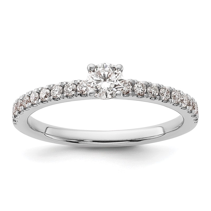 14k White Gold 1/2 carat Lab Grown Diamond VS/SI+ G+ Complete Round Size 7 Engagement Ring