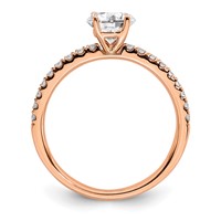 14K Rose Gold 0.75 Carat Lab Grown Diamond VS SI+ G+ Semi Mount Round Engagement Ring view 2