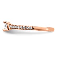 14K Rose Gold 0.75 Carat Lab Grown Diamond VS SI+ G+ Semi Mount Round Engagement Ring view 3