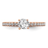 14K Rose Gold 0.75 Carat Lab Grown Diamond VS SI+ G+ Semi Mount Round Engagement Ring view 5