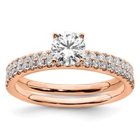 14K Rose Gold 0.75 Carat Lab Grown Diamond VS SI+ G+ Semi Mount Round Engagement Ring view 4