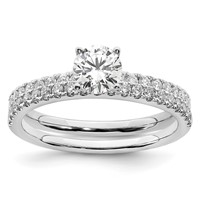 14K White Gold 0.75 Carat Lab Grown Diamond VS SI+ G+ Complete Round Engagement Ring view 4