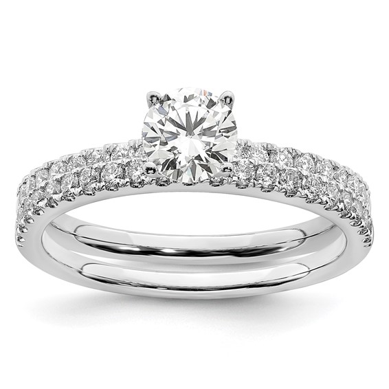 14k White Gold 1/2 carat Lab Grown Diamond VS/SI+ G+ Complete Round Size 5 Engagement Ring