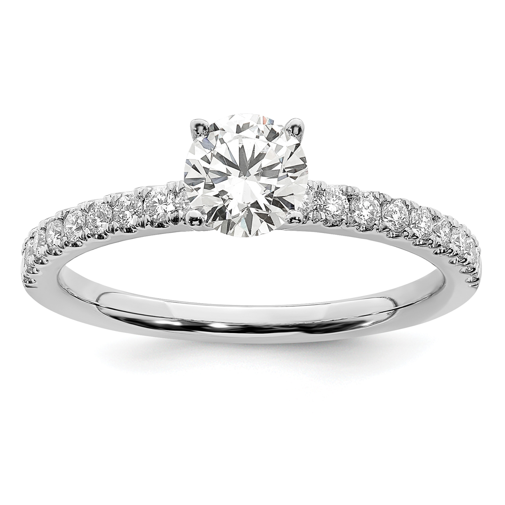 14k White Gold 1/2 carat Lab Grown Diamond VS/SI+ G+ Complete Round Size 6 Engagement Ring (RM6634E-025-6CWLG)