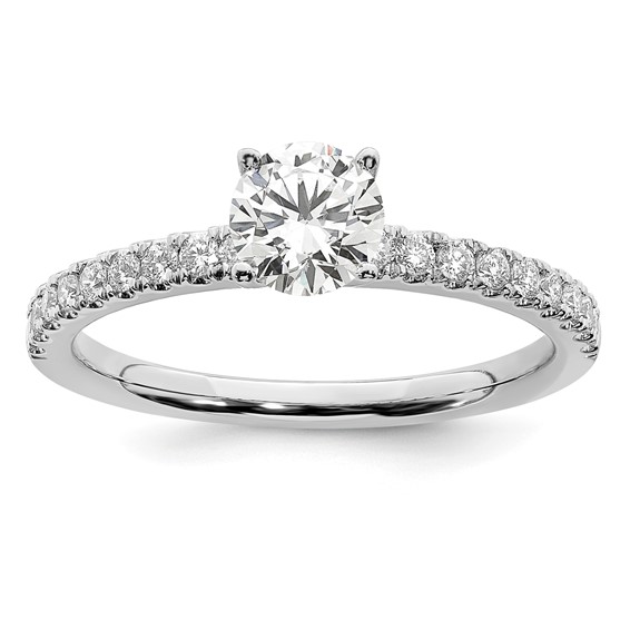 14k White Gold 1/2 carat Lab Grown Diamond VS/SI+ G+ Complete Round Size 5 Engagement Ring