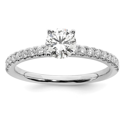 14K White Gold 0.75 Carat Lab Grown Diamond VS SI+ G+ Semi Mount Round Engagement Ring, Size 7