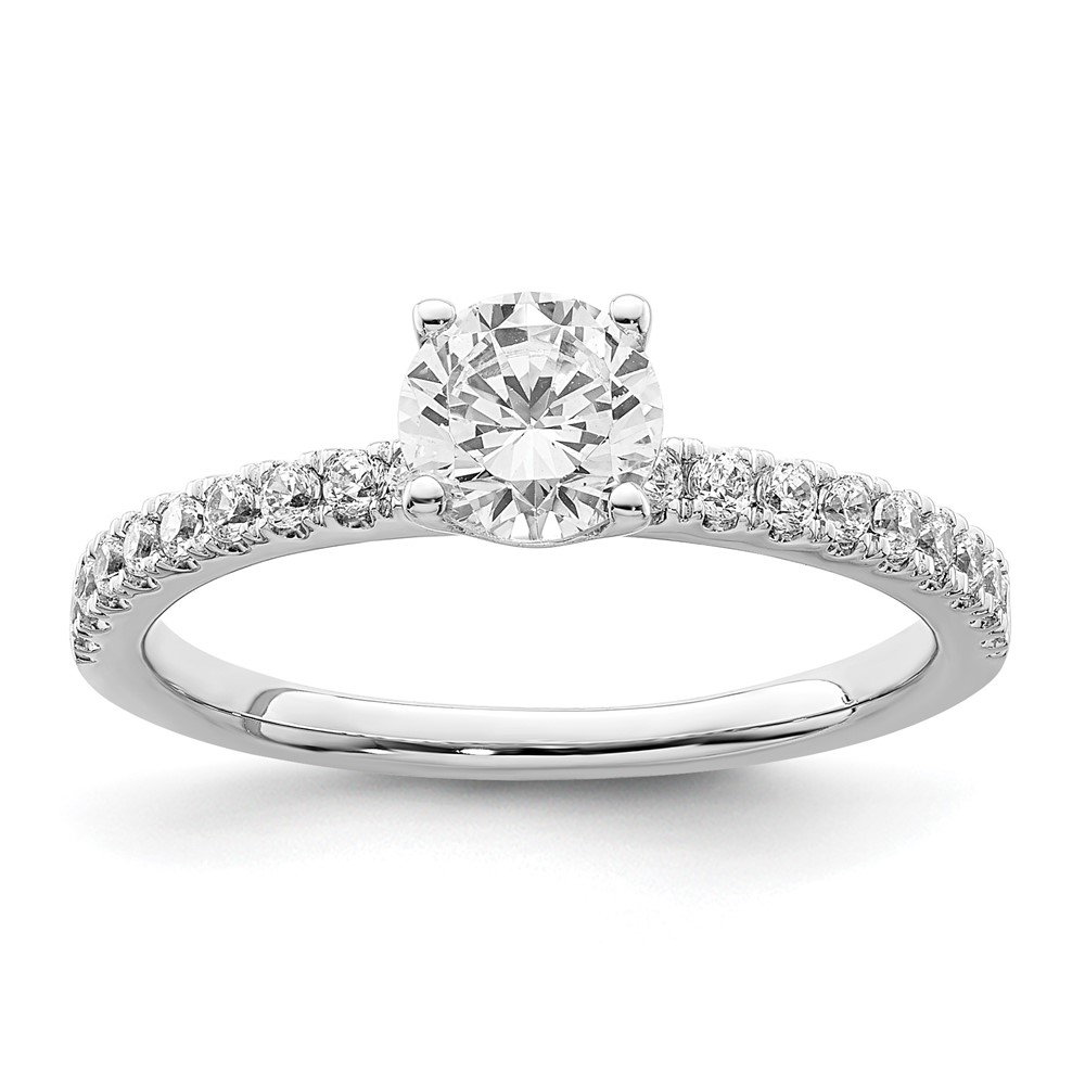 14K White Gold 0.75 Carat Lab Grown Diamond VS SI+ G+ Semi Mount Round Engagement Ring