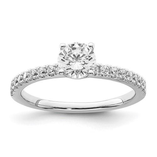 14K White Gold 0.75 Carat Lab Grown Diamond VS SI+ G+ Semi Mount Round Engagement Ring, Size 6
