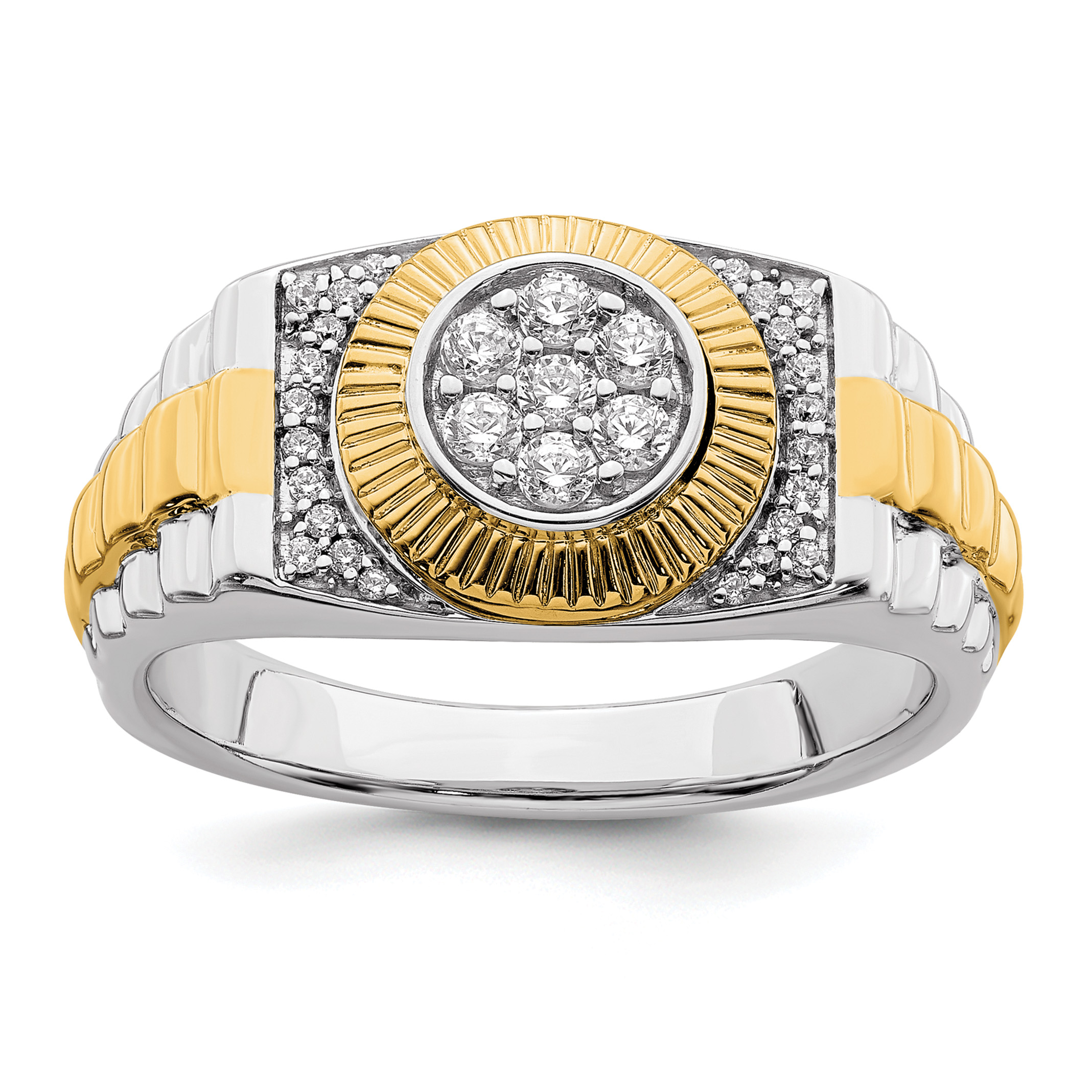 IBGoodman 10k Two-Tone 1/3 carat Lab Grown Diamond VS/SI+ G+ Complete Men's Ring (RM6650-033-0WYLG)