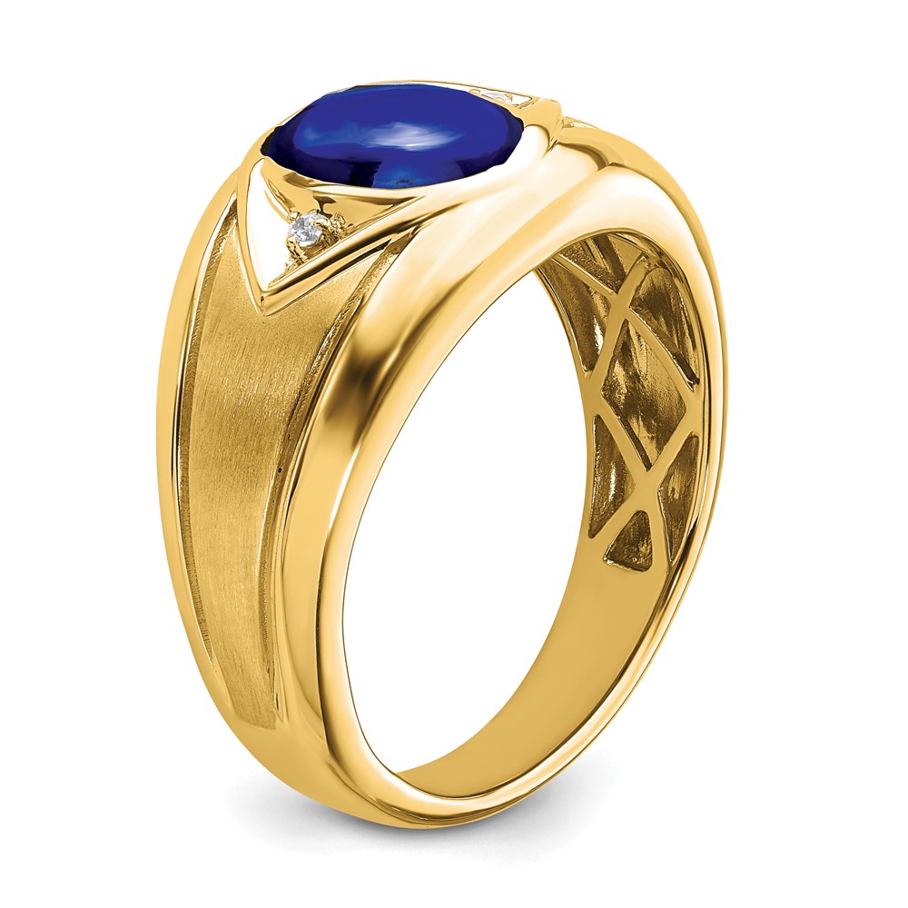 14k Created Sapphire and Diamond Mens Ring (RM6659-CSA-002-YA)