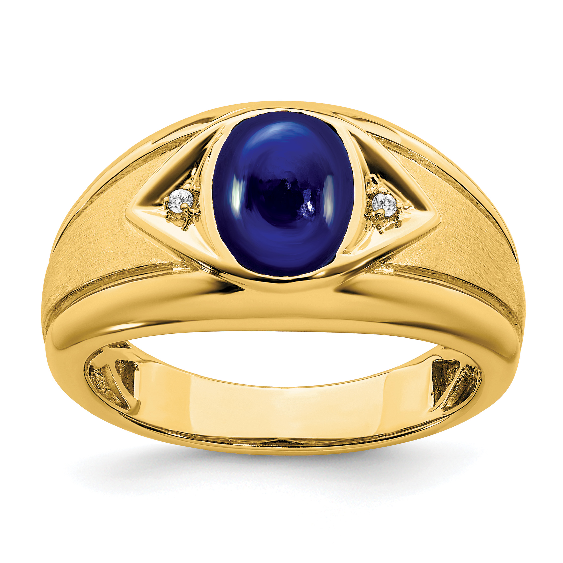14k Created Sapphire and Diamond Mens Ring (RM6659-CSA-002-YA)
