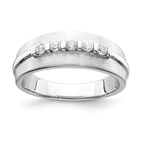 Sterling Silver Men's CZ Band