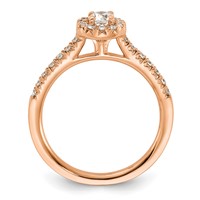 14K Rose Gold 0.50 Carat Lab Grown Diamond VS SI+ G+ Round Complete Halo Engagement Ring view 2