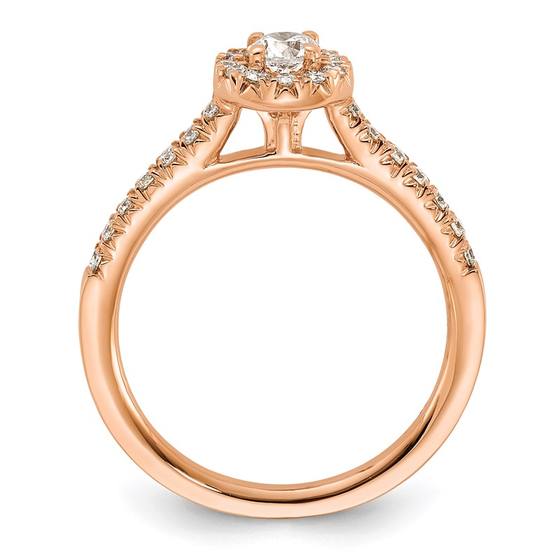 14k Rose Gold 1/2 carat Lab Grown Diamond VS/SI+ G+ Round Complete Halo Engagement Ring