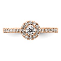 14K Rose Gold 0.50 Carat Lab Grown Diamond VS SI+ G+ Round Complete Halo Engagement Ring view 4