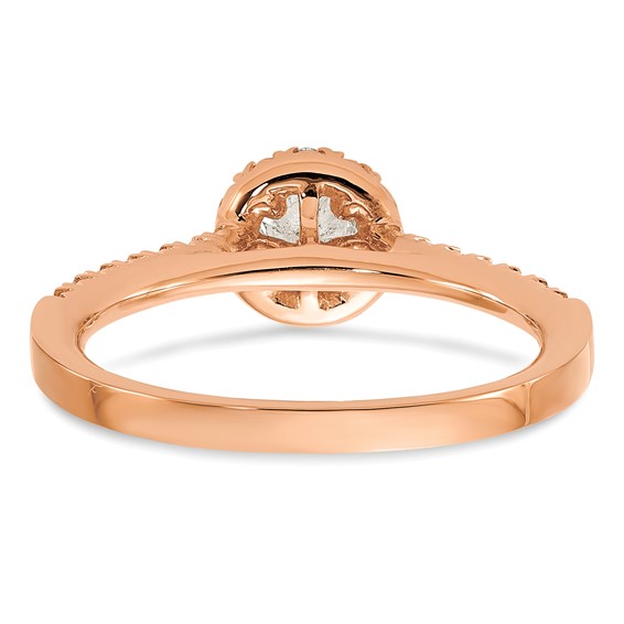14k Rose Gold 1/2 carat Lab Grown Diamond VS/SI+ G+ Round Complete Halo Engagement Ring