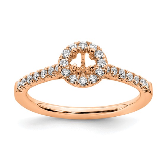 14k Rose Gold 1/2 carat Lab Grown Diamond VS/SI+ G+ Round Complete Halo Engagement Ring