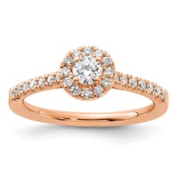 14K Rose Gold 0.50 Carat Lab Grown Diamond VS SI+ G+ Round Complete Halo Engagement Ring view 1