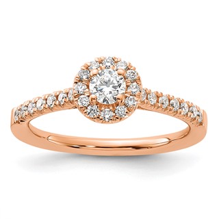 14k Rose Gold 1/2 carat Lab Grown Diamond VS/SI+ G+ Round Complete Halo Engagement Ring