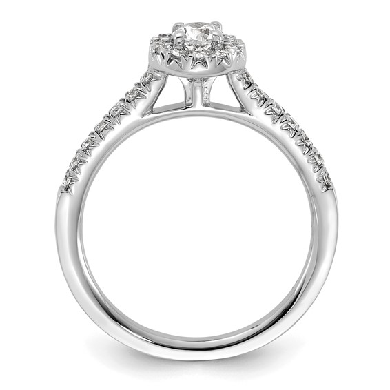 14k White Gold 1/2 carat Lab Grown Diamond VS/SI+ G+ Round Complete Halo Engagement Ring