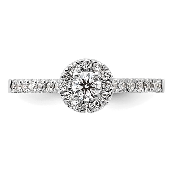 14k White Gold 1/2 carat Lab Grown Diamond VS/SI+ G+ Round Complete Halo Engagement Ring