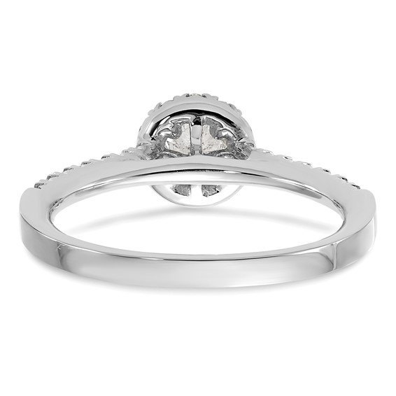 14k White Gold 1/2 carat Lab Grown Diamond VS/SI+ G+ Round Complete Halo Engagement Ring
