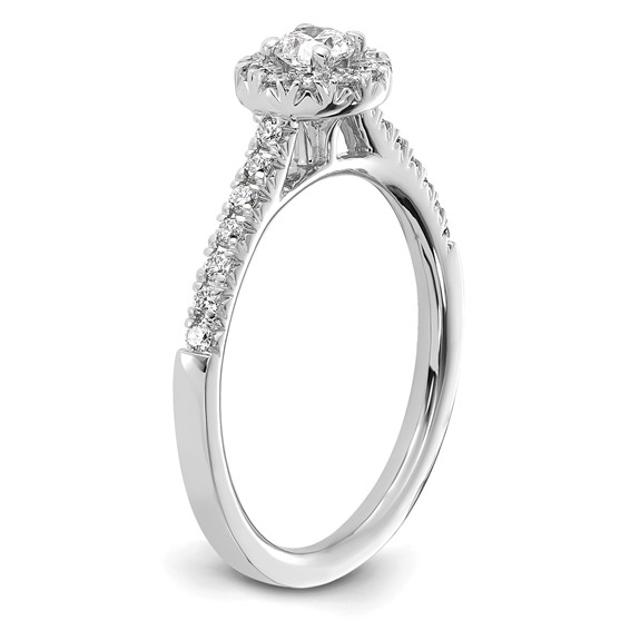 14k White Gold 1/2 carat Lab Grown Diamond VS/SI+ G+ Round Complete Halo Engagement Ring