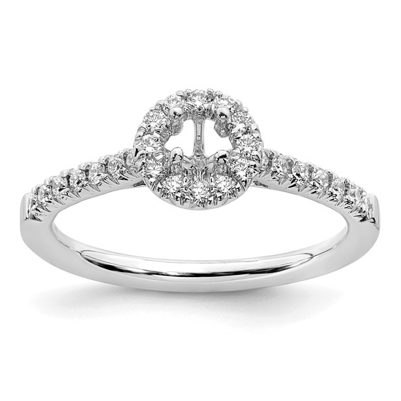 14k White Gold 1/2 carat Lab Grown Diamond VS/SI+ G+ Round Complete Halo Engagement Ring