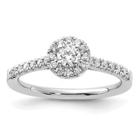 14K White Gold 0.50 Carat Lab Grown Diamond VS SI+ G+ Round Complete Halo Engagement Ring view 1