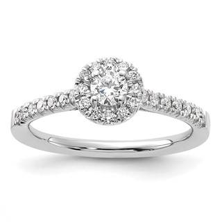 14k White Gold 1/2 carat Lab Grown Diamond VS/SI+ G+ Round Complete Halo Engagement Ring