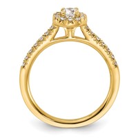 14K Yellow Gold 0.50 Carat Lab Grown Diamond VS SI+ G+ Round Complete Halo Engagement Ring view 2