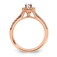 14K Rose Gold 0.75 Carat Lab Grown Diamond VS SI+ G+ Round Complete Halo Engagement Ring view 2