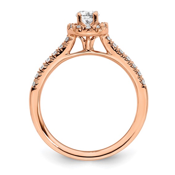 14k Rose Gold 3/4 carat Lab Grown Diamond VS/SI+ G+ Round Complete Halo Engagement Ring