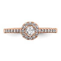 14K Rose Gold 0.75 Carat Lab Grown Diamond VS SI+ G+ Round Complete Halo Engagement Ring view 4