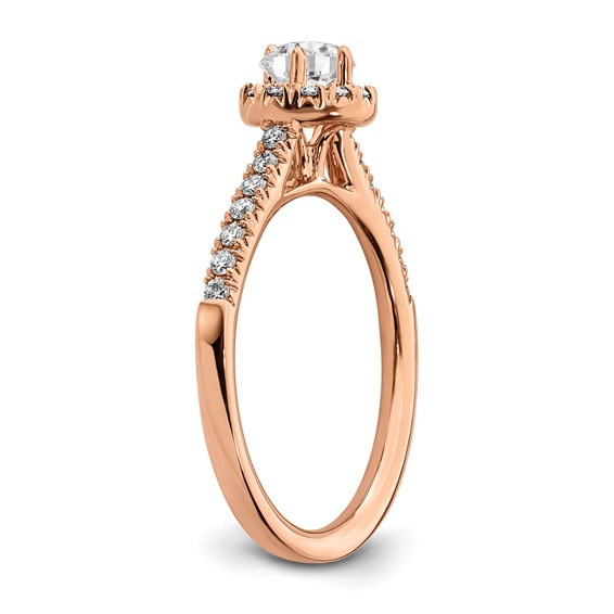 14k Rose Gold 3/4 carat Lab Grown Diamond VS/SI+ G+ Round Complete Halo Engagement Ring
