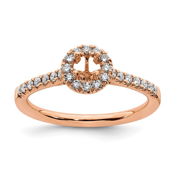 14k Rose Gold 3/4 carat Lab Grown Diamond VS/SI+ G+ Round Complete Halo Engagement Ring