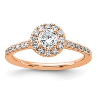 14K Rose Gold 0.75 Carat Lab Grown Diamond VS SI+ G+ Round Complete Halo Engagement Ring view 1