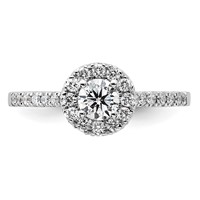 14K White Gold 0.75 Carat Lab Grown Diamond VS SI+ G+ Round Complete Halo Engagement Ring view 4