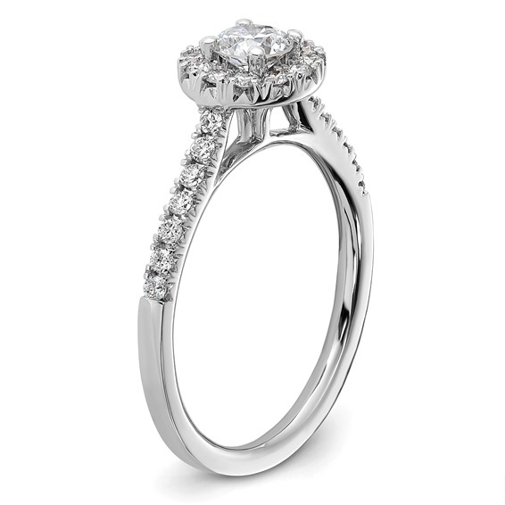 14k White Gold 3/4 carat Lab Grown Diamond VS/SI+ G+ Round Complete Halo Engagement Ring