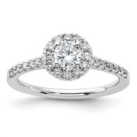 14K White Gold 0.75 Carat Lab Grown Diamond VS SI+ G+ Round Complete Halo Engagement Ring view 1