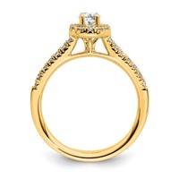 14K Yellow Gold 0.75 Carat Lab Grown Diamond VS SI+ G+ Round Complete Halo Engagement Ring view 2